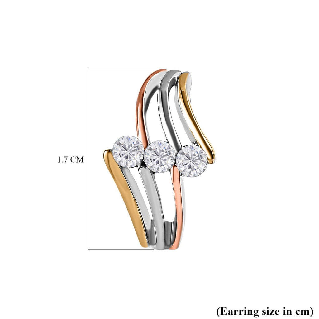 D'Joy Moissanite Earrings with Push Back in 18K Vermeil Yellow & Rose Gold Plated & Rhodium Overlay Sterling Silver 0.60 Ct._7487580_4