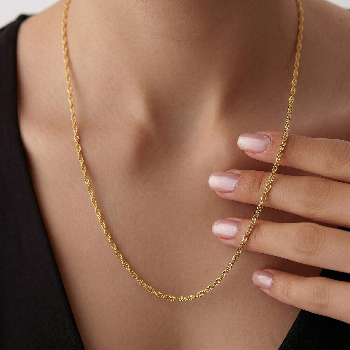 9K Yellow Gold Diamond Cut Twist Curb Chain 22 Inch 7488704 2