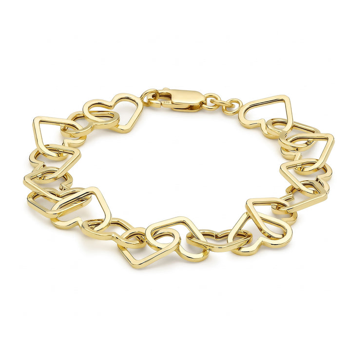 9K Yellow Gold Heart Link Belcher Bracelet 7.5 Inch 7488705 1
