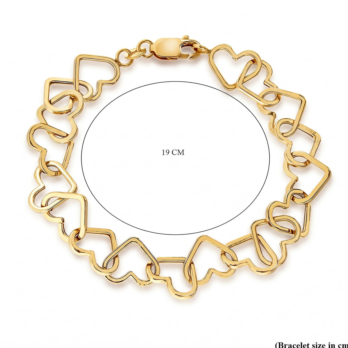 9K Yellow Gold Heart Link Belcher Bracelet 7.5 Inch 7488705 7