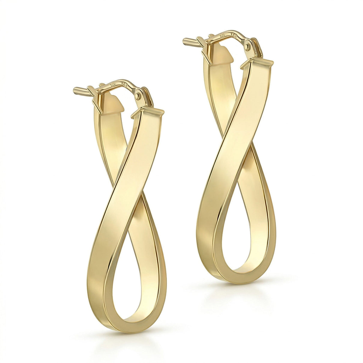9K Yellow Gold 10.5mm x 26.5mm Twist Oval Hoop Creole Earrings 7488819 0