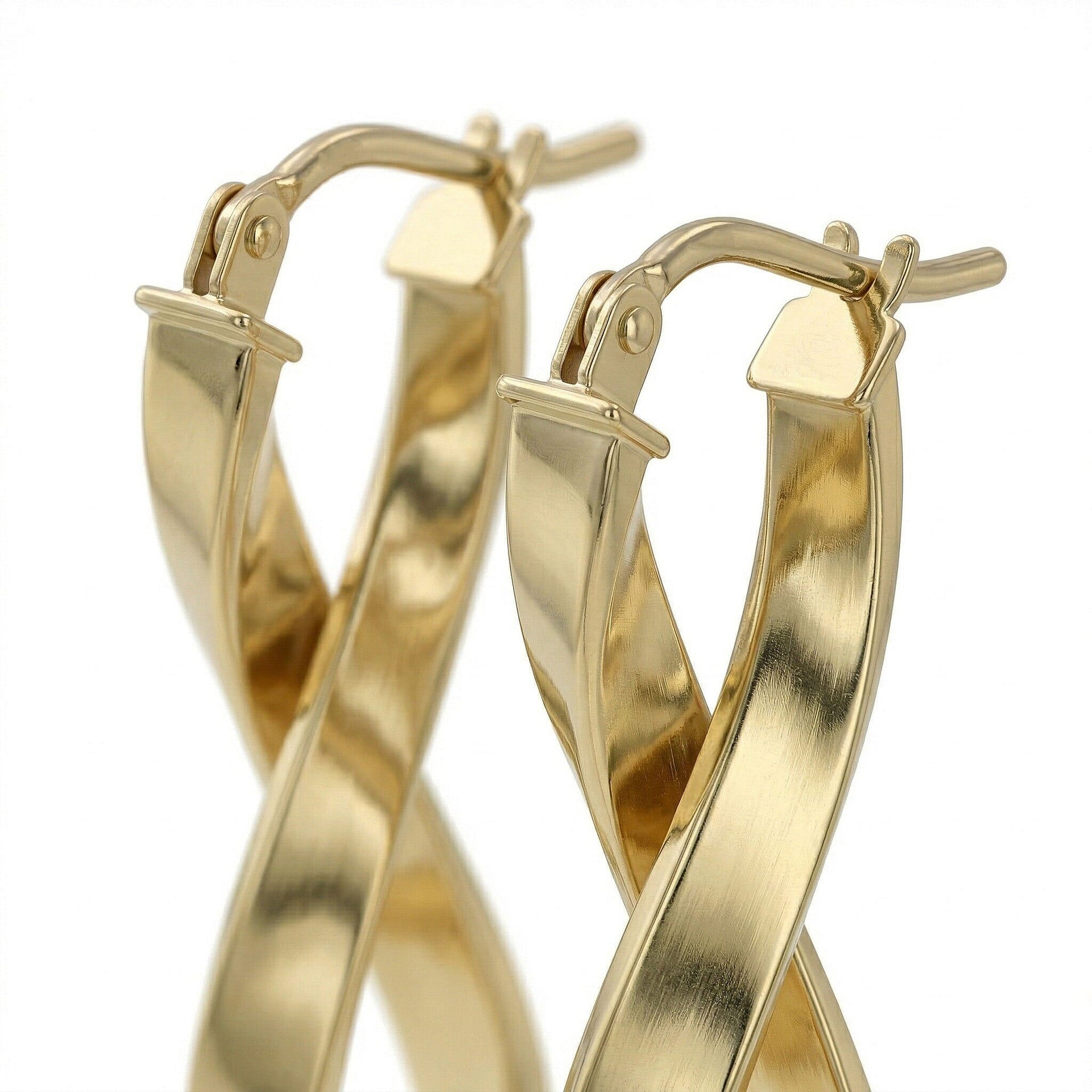 9K Yellow Gold 10.5mm x 26.5mm Twist Oval Hoop Creole Earrings 7488819 3