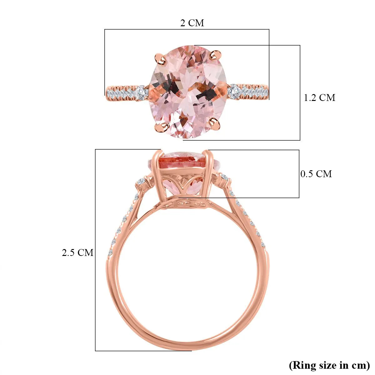 AAA Pink Morganite with White Diamond Halo Ring in 14K Rose Gold 7488886 5