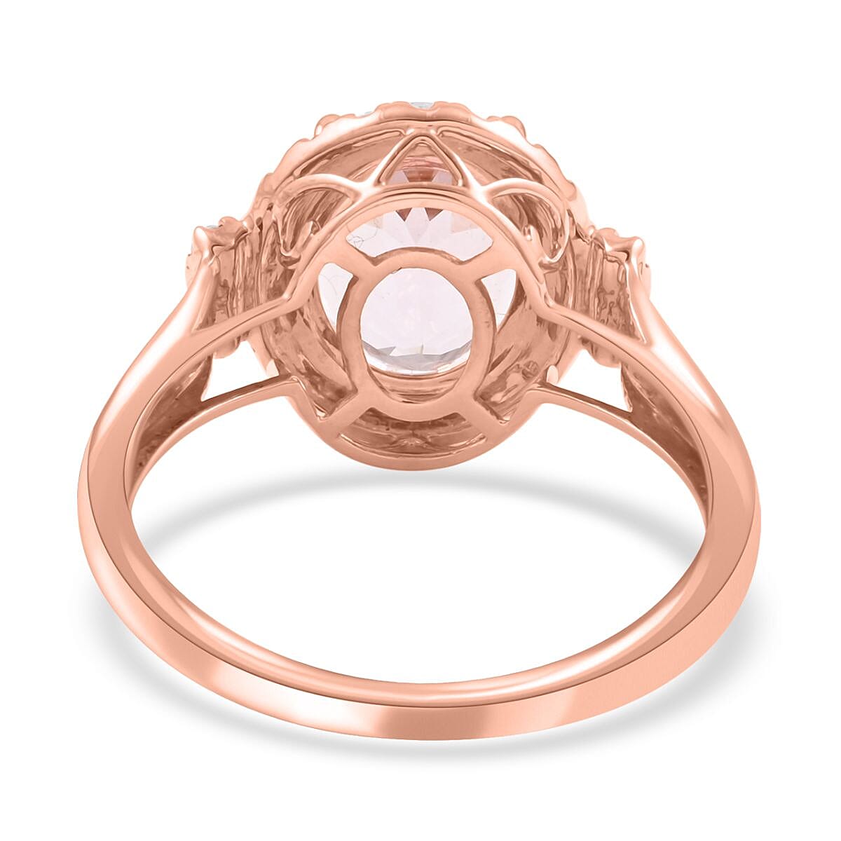 AAA Pink Morganite with White Diamond Halo Ring in 14K Rose Gold 7488886 10