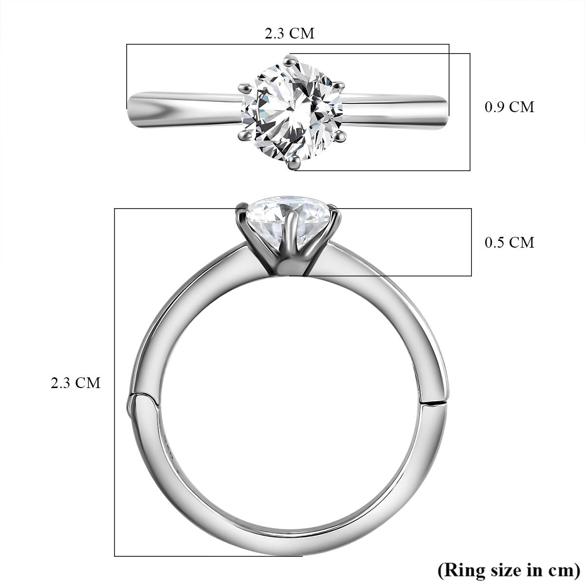 Moissanite Openable Solitaire Ring in Sterling Silver with Platinum Plating V32516579 7