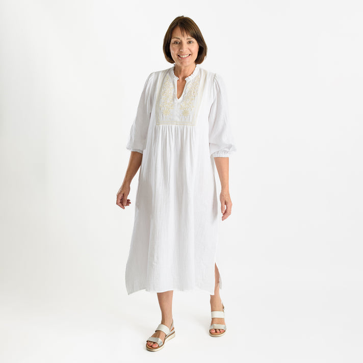 TAMSY Embroidered 3-4 Sleeves Midi Dress 7489875 1
