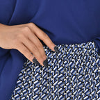 Tamsy 100% Viscose Short Sleeves Top with Check Printed Trousers (Size L,16-18) - Dark Blue_7490039_4