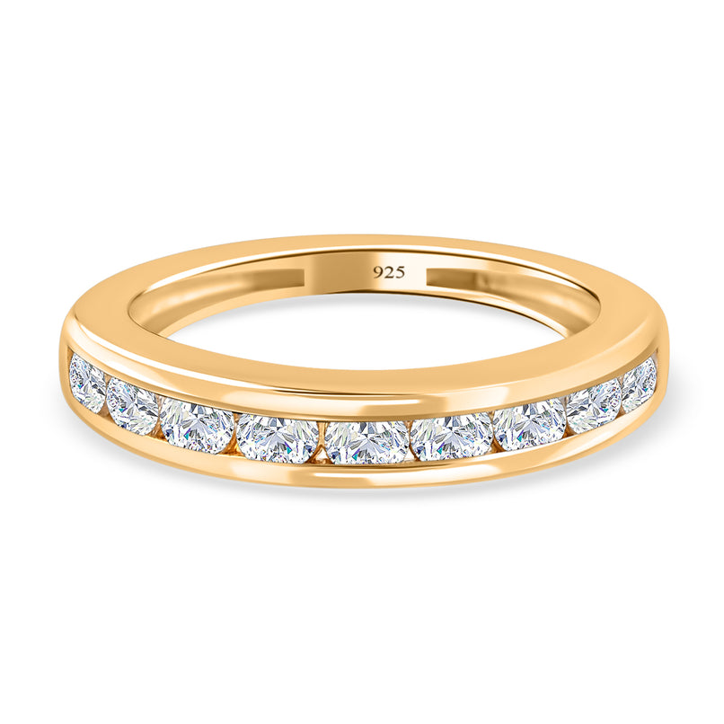 Royal Bali Collection - D'Joy Moissanite Half Eternity Band Ring in 18K Vermeil Yellow Gold Plated Sterling Silver_7505429