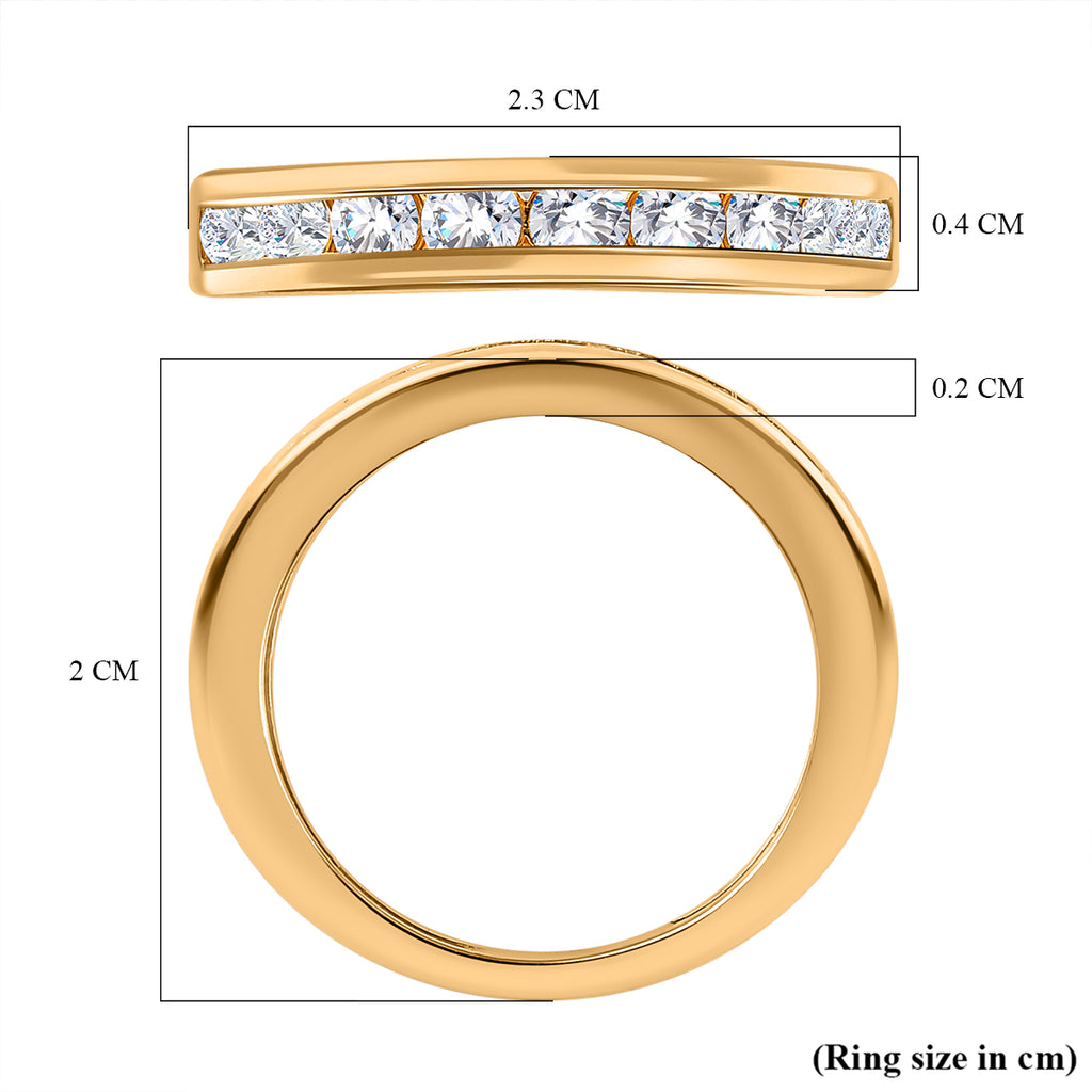 Royal Bali Collection - D'Joy Moissanite Half Eternity Band Ring in 18K Vermeil Yellow Gold Plated Sterling Silver_7505429_5