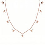 Star Station Necklace (Size - 18) with Lobster Clasp in 18K Vermeil Rose Gold Plated Sterling Silver, Silver Wt 7.30 Gms._7505441
