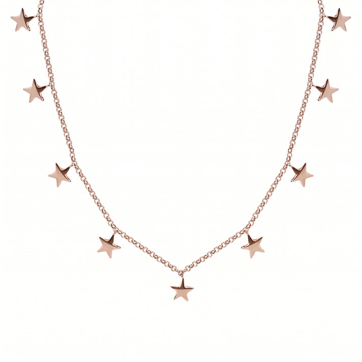Star Station Necklace (Size - 18) with Lobster Clasp in 18K Vermeil Rose Gold Plated Sterling Silver, Silver Wt 7.30 Gms. 7505441 1