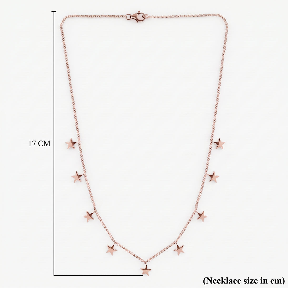 Star Station Necklace (Size - 18) with Lobster Clasp in 18K Vermeil Rose Gold Plated Sterling Silver, Silver Wt 7.30 Gms. 7505441 7