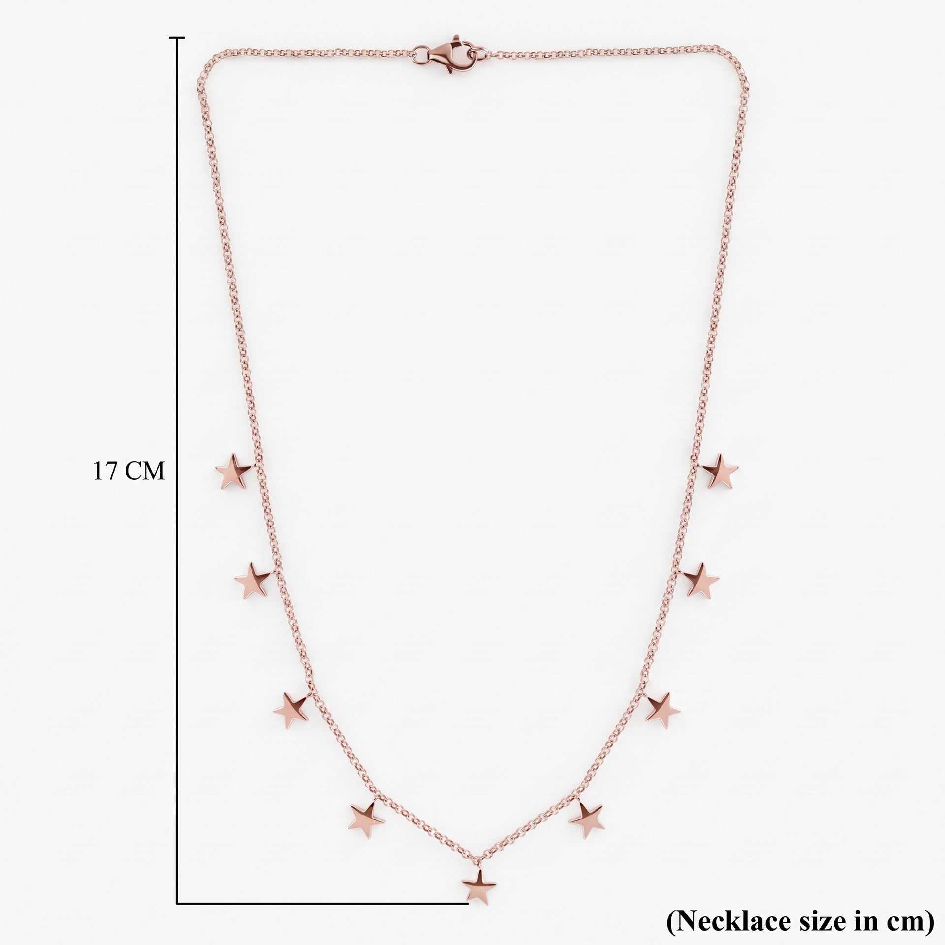 Star Station Necklace (Size - 18) with Lobster Clasp in 18K Vermeil Rose Gold Plated Sterling Silver, Silver Wt 7.30 Gms. 7505441 7