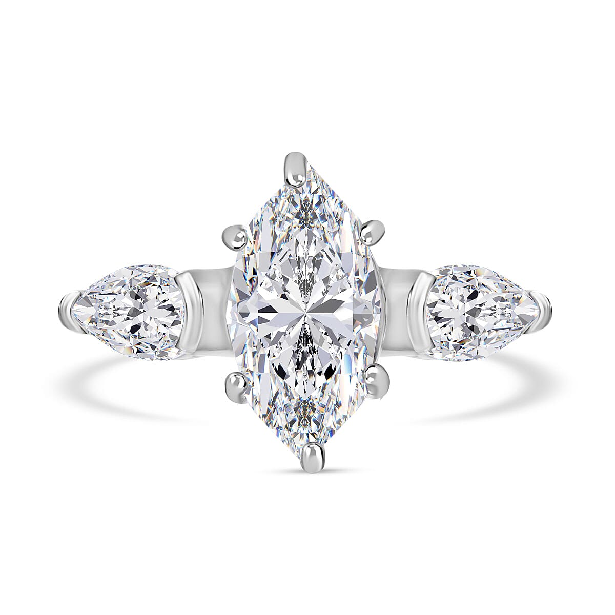 Moissanite Ring in Rhodium Overlay Sterling Silver 2.73 Ct. 7506899 0