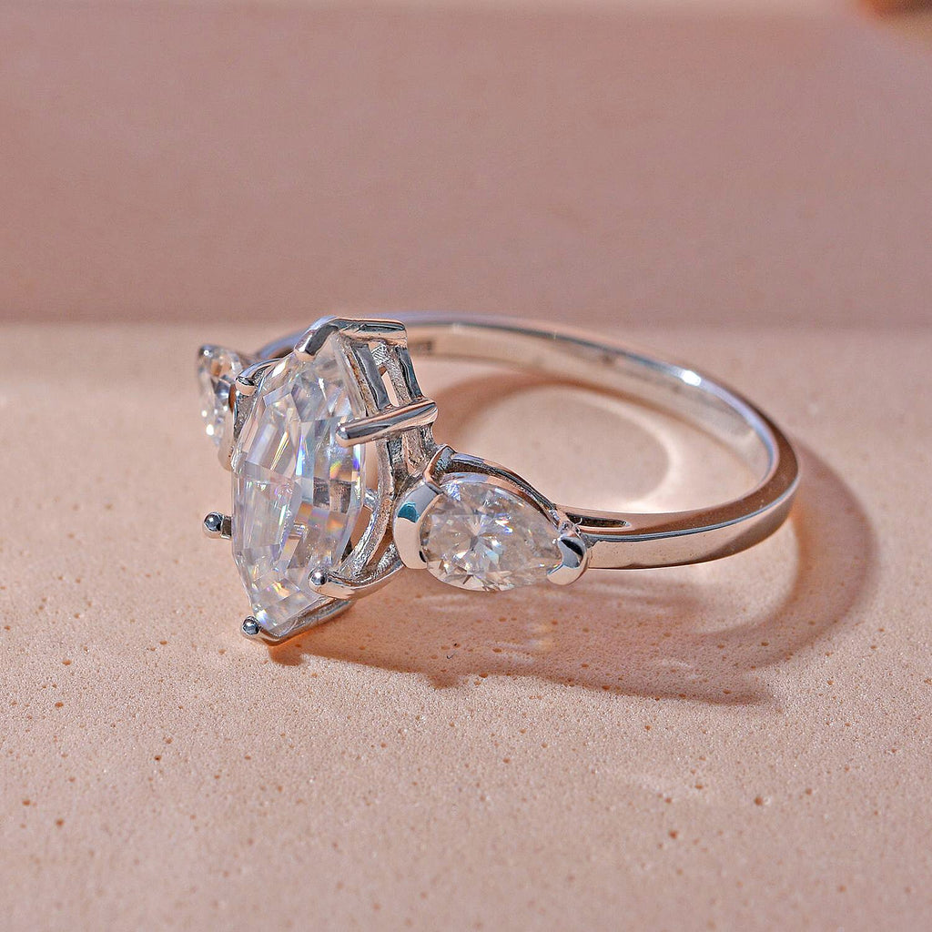 Moissanite Ring in Rhodium Overlay Sterling Silver 2.73 Ct.