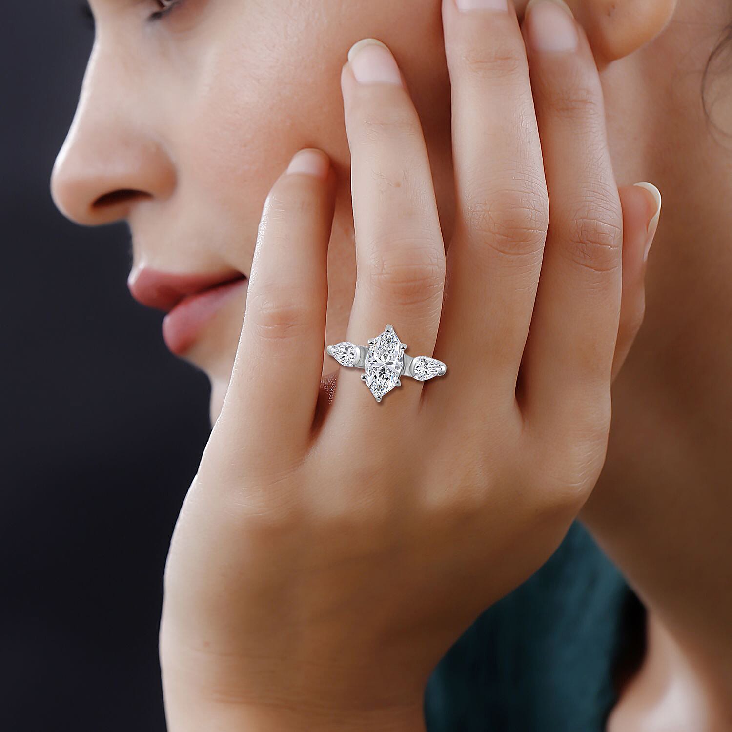 Moissanite Ring in Rhodium Overlay Sterling Silver 2.73 Ct. 7506899 2