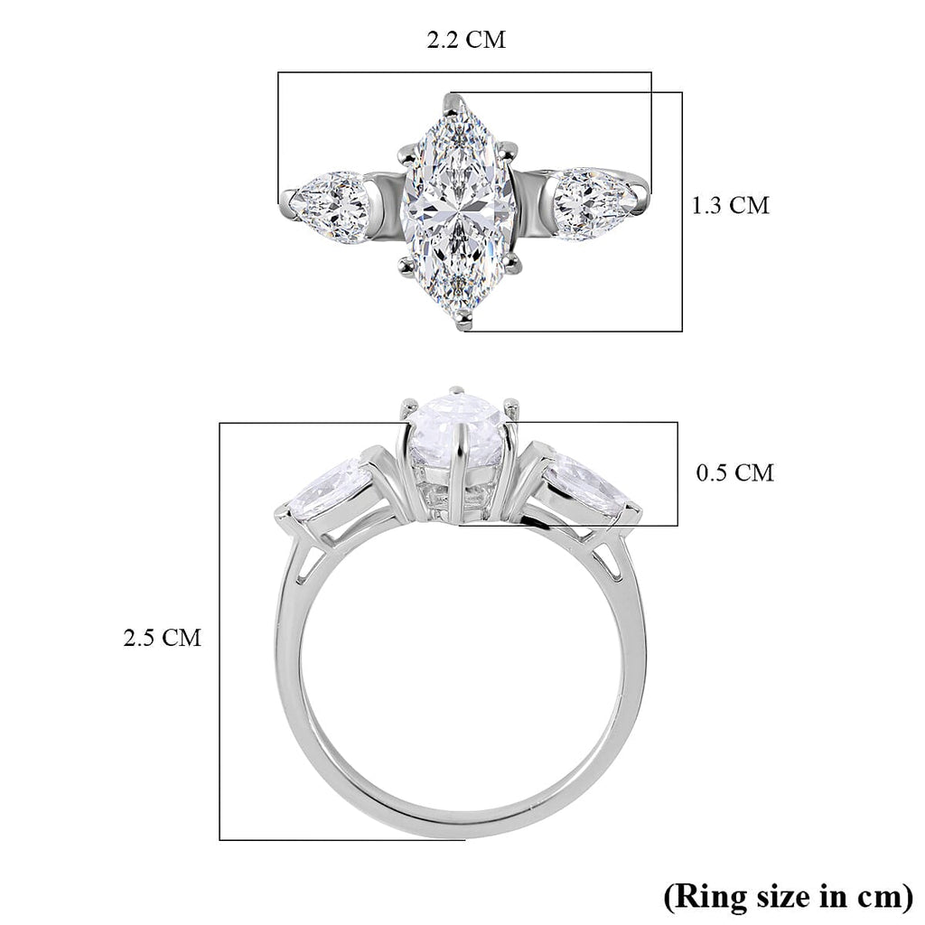 Moissanite Ring in Rhodium Overlay Sterling Silver 2.73 Ct.