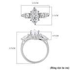 Moissanite Ring in Rhodium Overlay Sterling Silver 2.73 Ct.