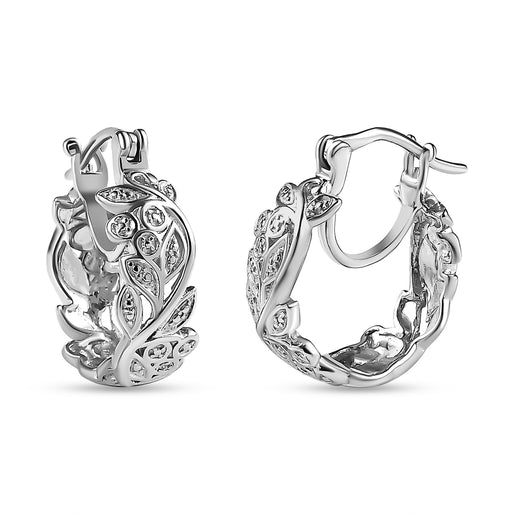 Diamond Hoop Earrings (with Clasp) in 18K Vermeil Rose Gold Plated Sterling Silver 0.012 Ct.