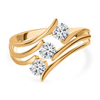 Royal Bali Collection - D'Joy Moissanite Trilogy Ring in 18K Vermeil Yellow Gold Plated Sterling Silver_7507832