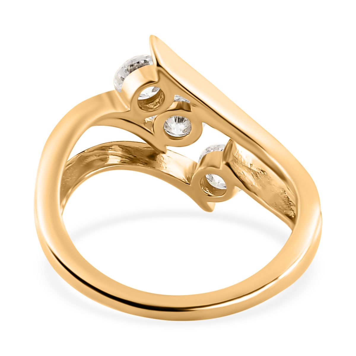 Moissanite Bypass, Trilogy Ring in 18K Yellow Gold Vermeil Sterling Silver 7507832 6