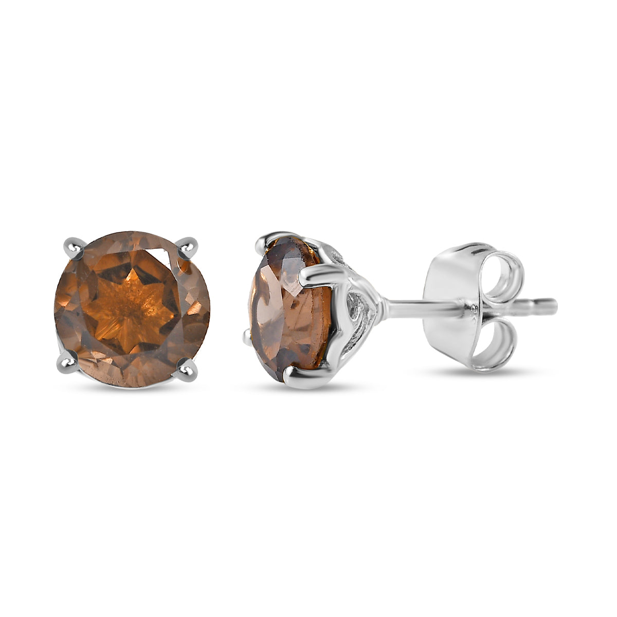 Smoky Quartz Earrings (with Push Back) in Platinum Overlay Sterling Silver 2.400 Ct 7509200 0