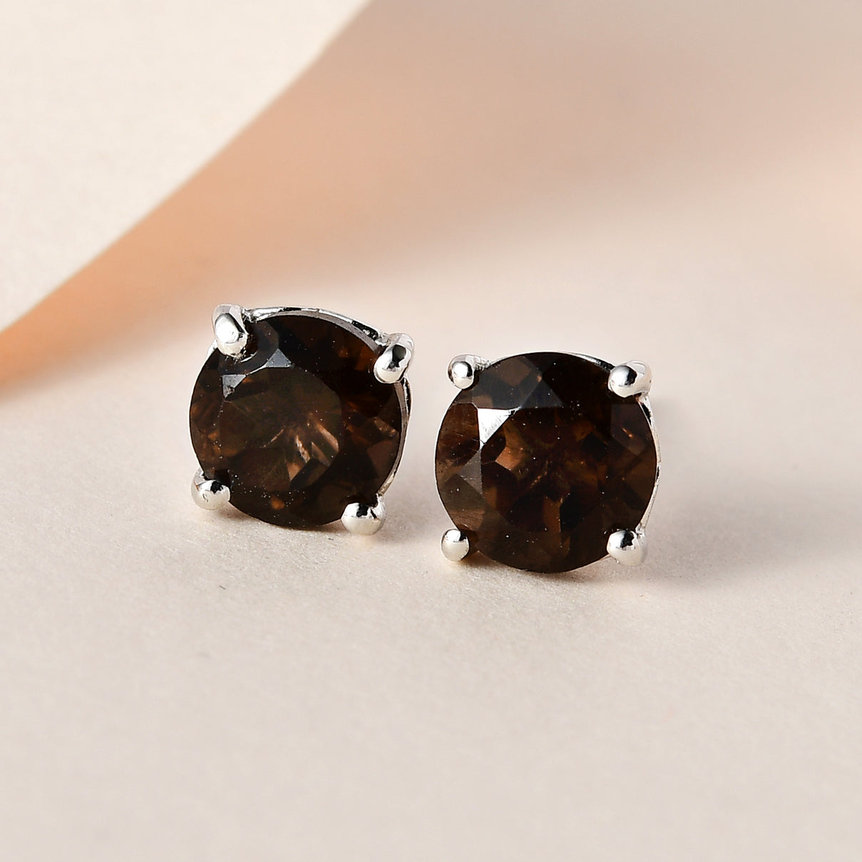 Smoky Quartz Earrings (with Push Back) in Platinum Overlay Sterling Silver 2.400 Ct 7509200 2