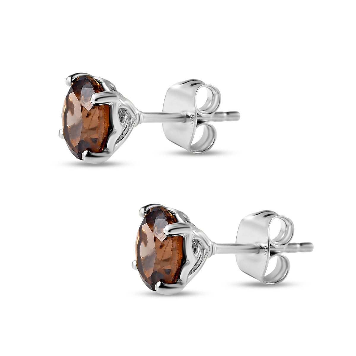 Smoky Quartz Earrings (with Push Back) in Platinum Overlay Sterling Silver 2.400 Ct 7509200 4
