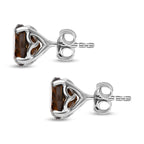 Smoky Quartz Stud Earrings with Push Back in Platinum Overlay Sterling Silver 2.40 Ct_7509200_4