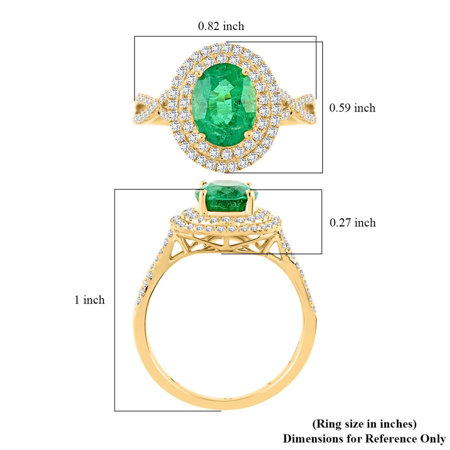 14K Yellow Gold  AAA  Zambian Emerald, White Diamond SI Ring 2.33 ct,  Gold Wt. 3.93 Gms  2.330  Ct. 7509937 5