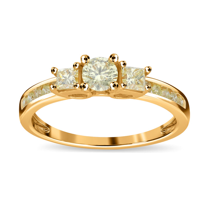 14K Yellow Gold SGL Certified Natural Yellow (Center Dia 0.40 Ct Solitaire) Diamond (I1-I2) Engagement Ring 1.00 Ct. 7510671 1