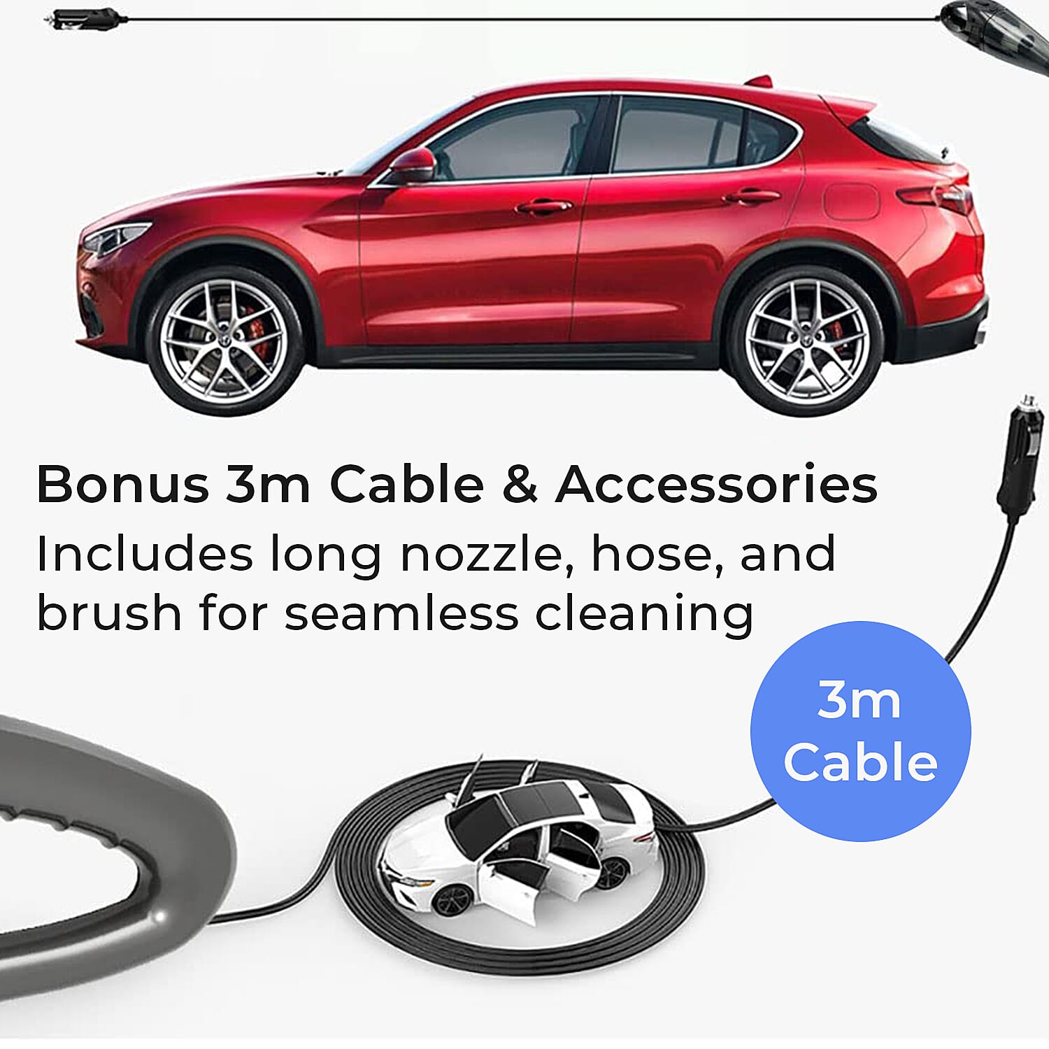 Portable Car Vacuum Cleaner - (Cigarette Lighter Port and 3m Cable) - 12V 7511312 4