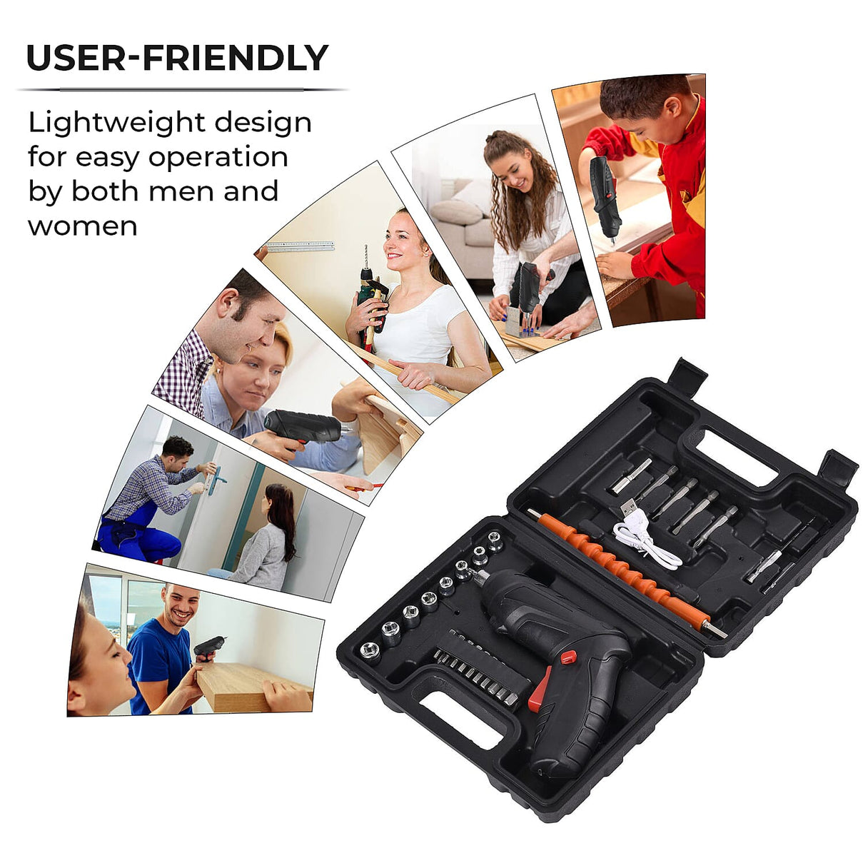 47 Pcs Foldable Multifunctional Wireless Electric Screwdriver Set - Black 7512775 2