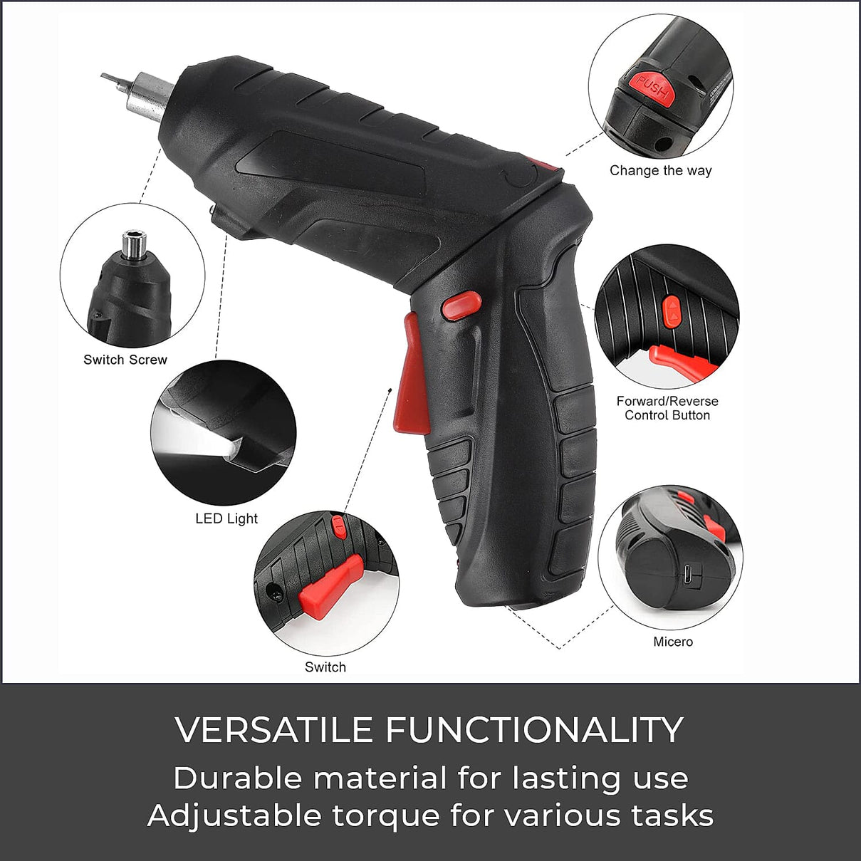 47 Pcs Foldable Multifunctional Wireless Electric Screwdriver Set - Black 7512775 4