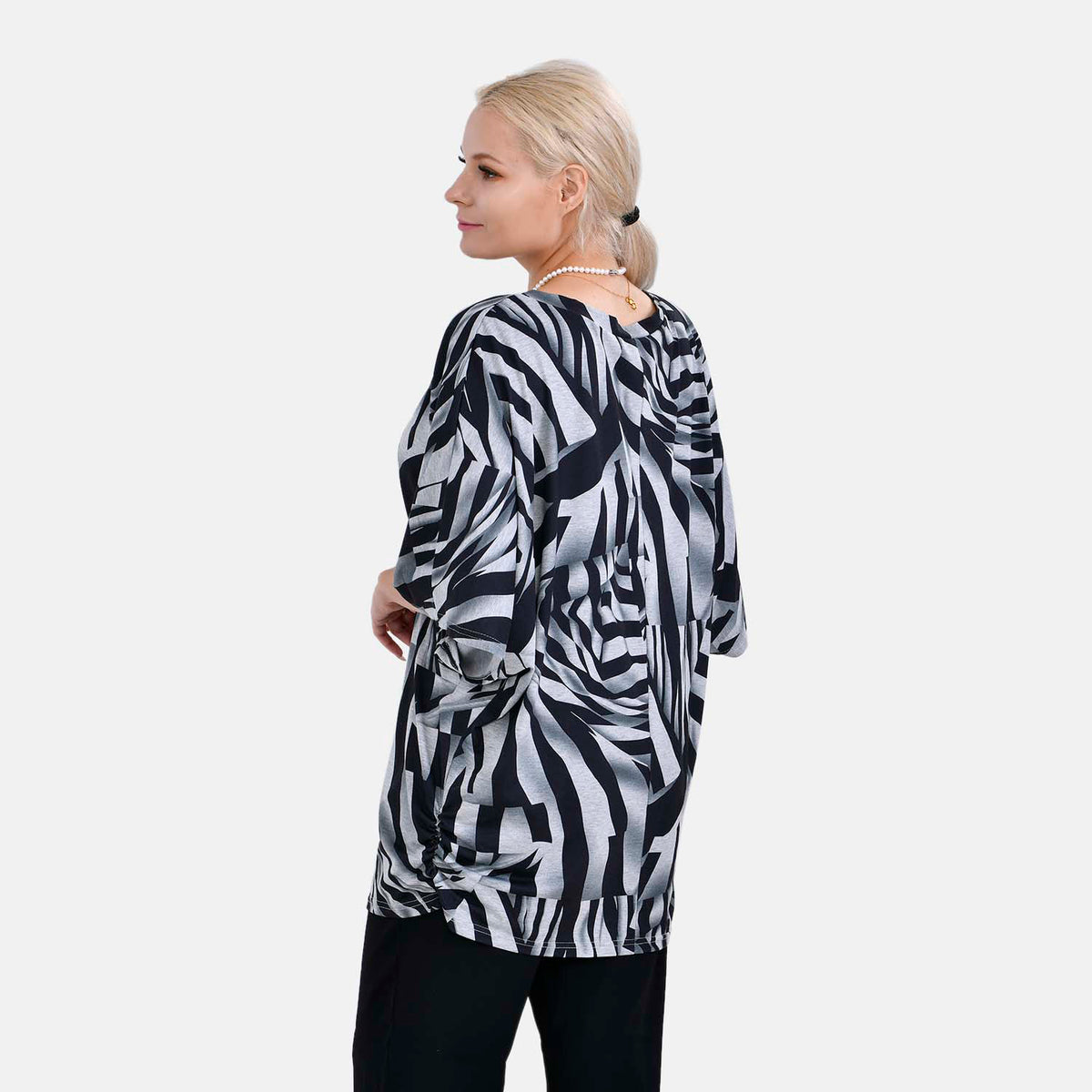 TAMSY Boat Neck Knit Drape Top with Scarf 7512868 2