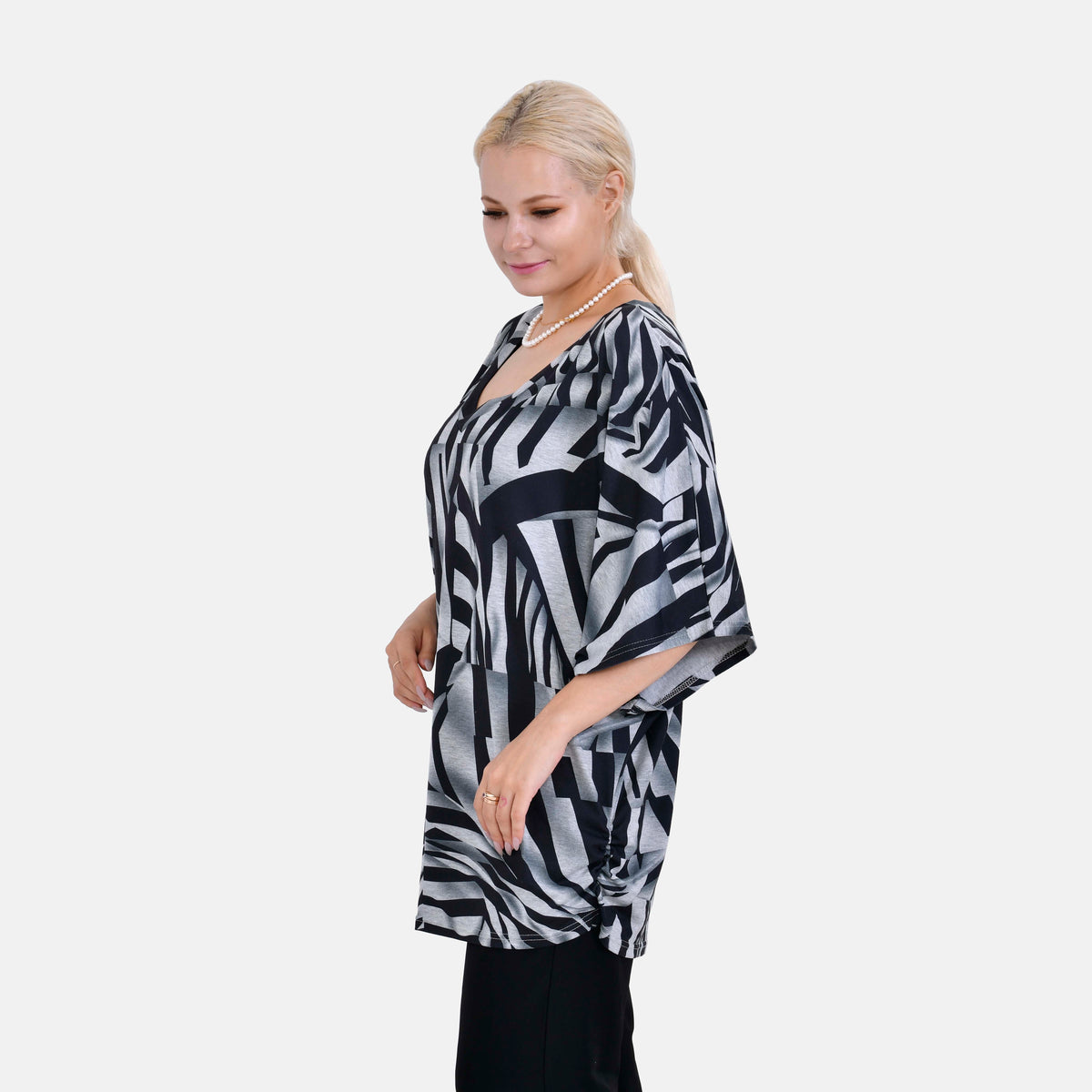 TAMSY Boat Neck Knit Drape Top with Scarf 7512868 3