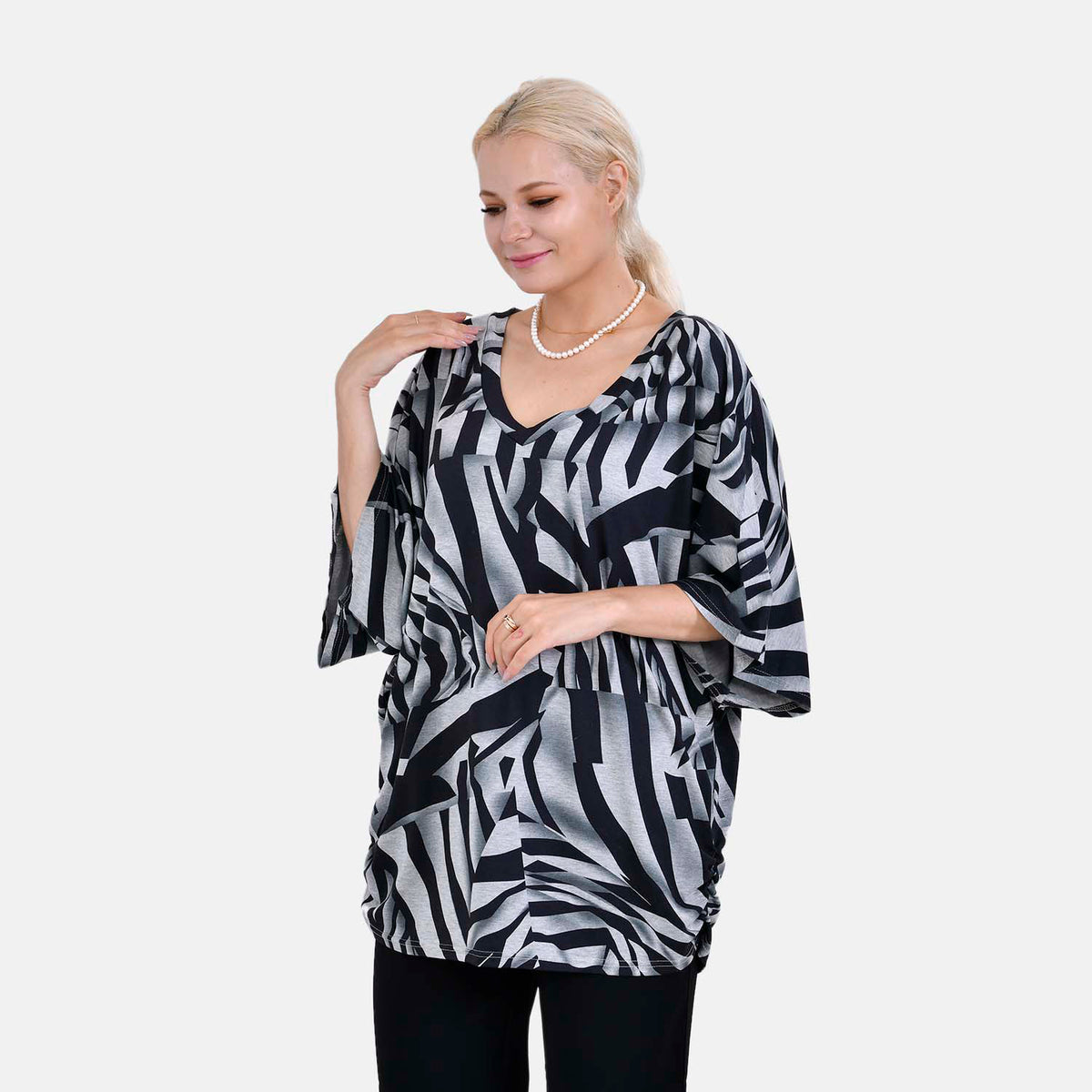 TAMSY Boat Neck Knit Drape Top with Scarf 7512868 4