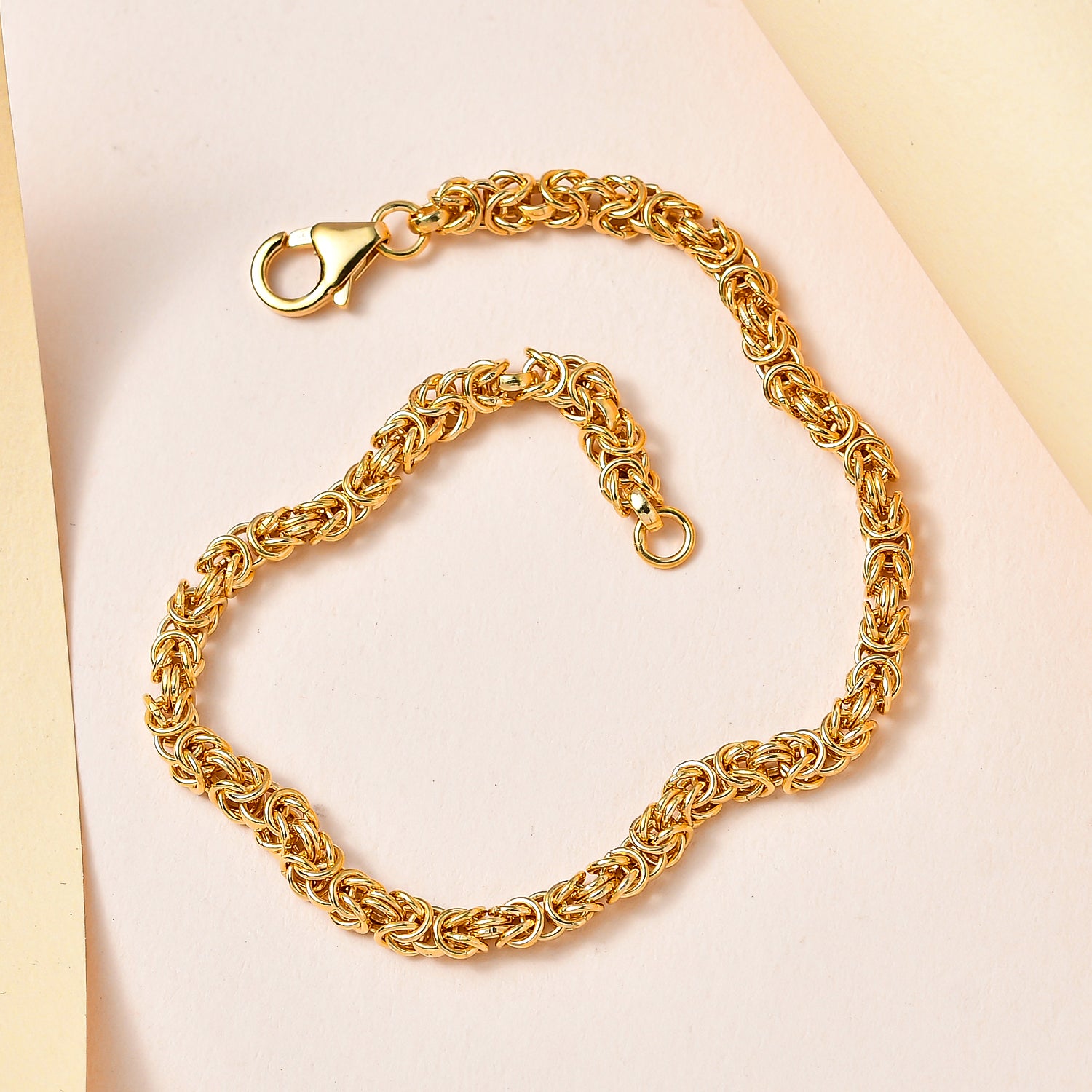18K Yellow Gold Vermeil Plated Sterling Silver Byzantine Bracelet (Size - 7.5) 7513021 2