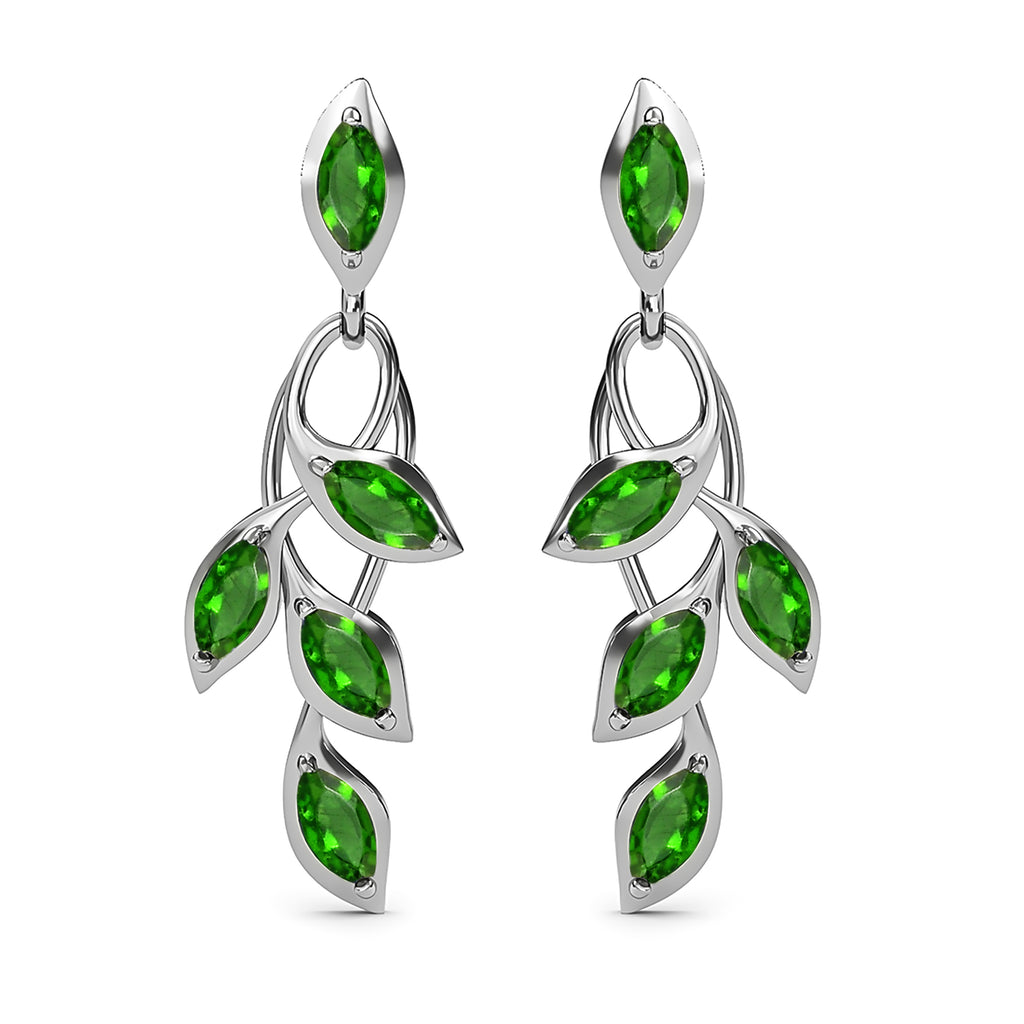 D'Joy - Chrome Diopside Dangling Earrings with Push Post in Platinum Overlay Sterling Silver 1.66 Ct._7519466
