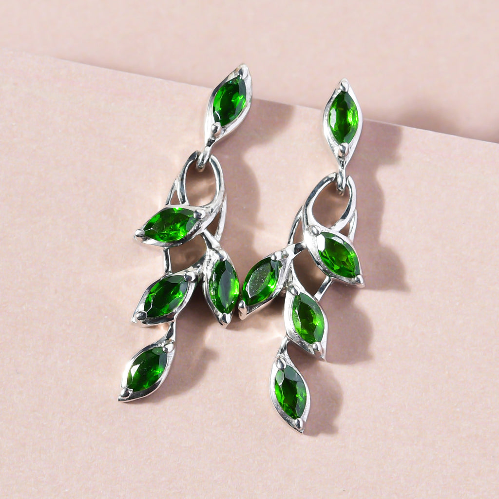 D'Joy - Chrome Diopside Dangling Earrings with Push Post in Platinum Overlay Sterling Silver 1.66 Ct._7519466_1
