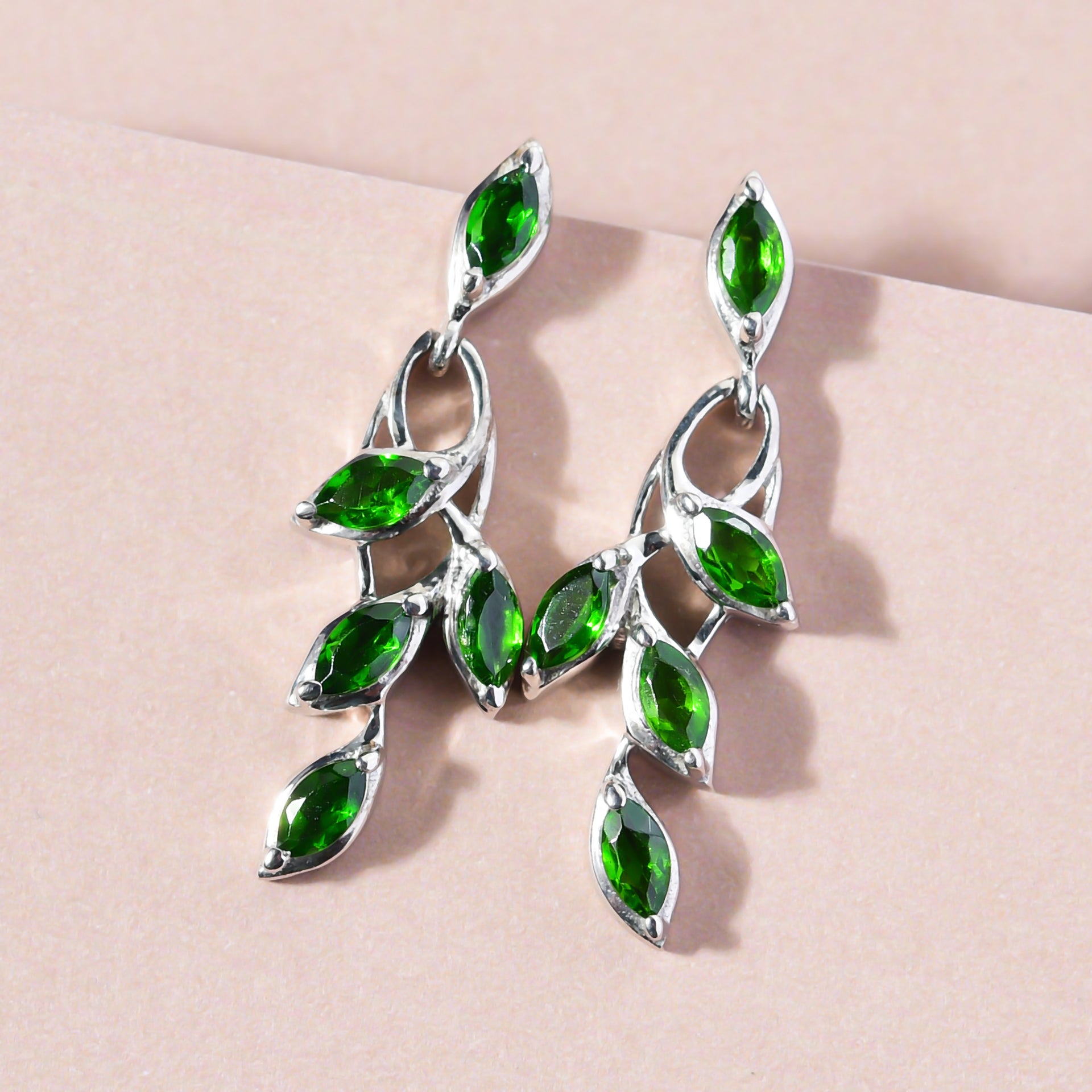 D'Joy - Chrome Diopside Dangling Earrings with Push Post in Platinum Overlay Sterling Silver 1.66 Ct. V32532073 2