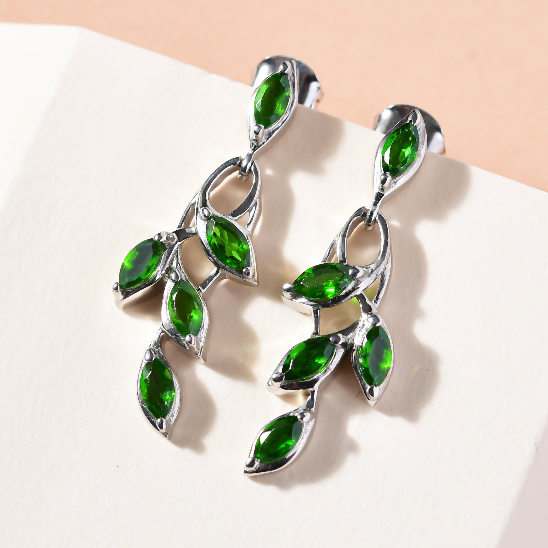 D'Joy - Chrome Diopside Dangling Earrings with Push Post in Platinum Overlay Sterling Silver 1.66 Ct. V32532073 3