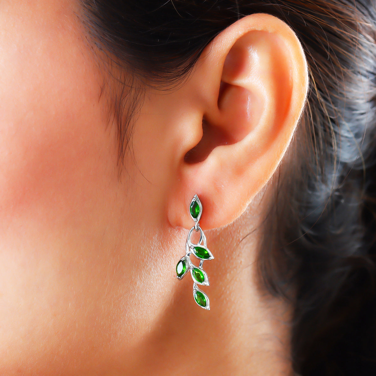 D'Joy - Chrome Diopside Dangling Earrings with Push Post in Platinum Overlay Sterling Silver 1.66 Ct. V32532073 4