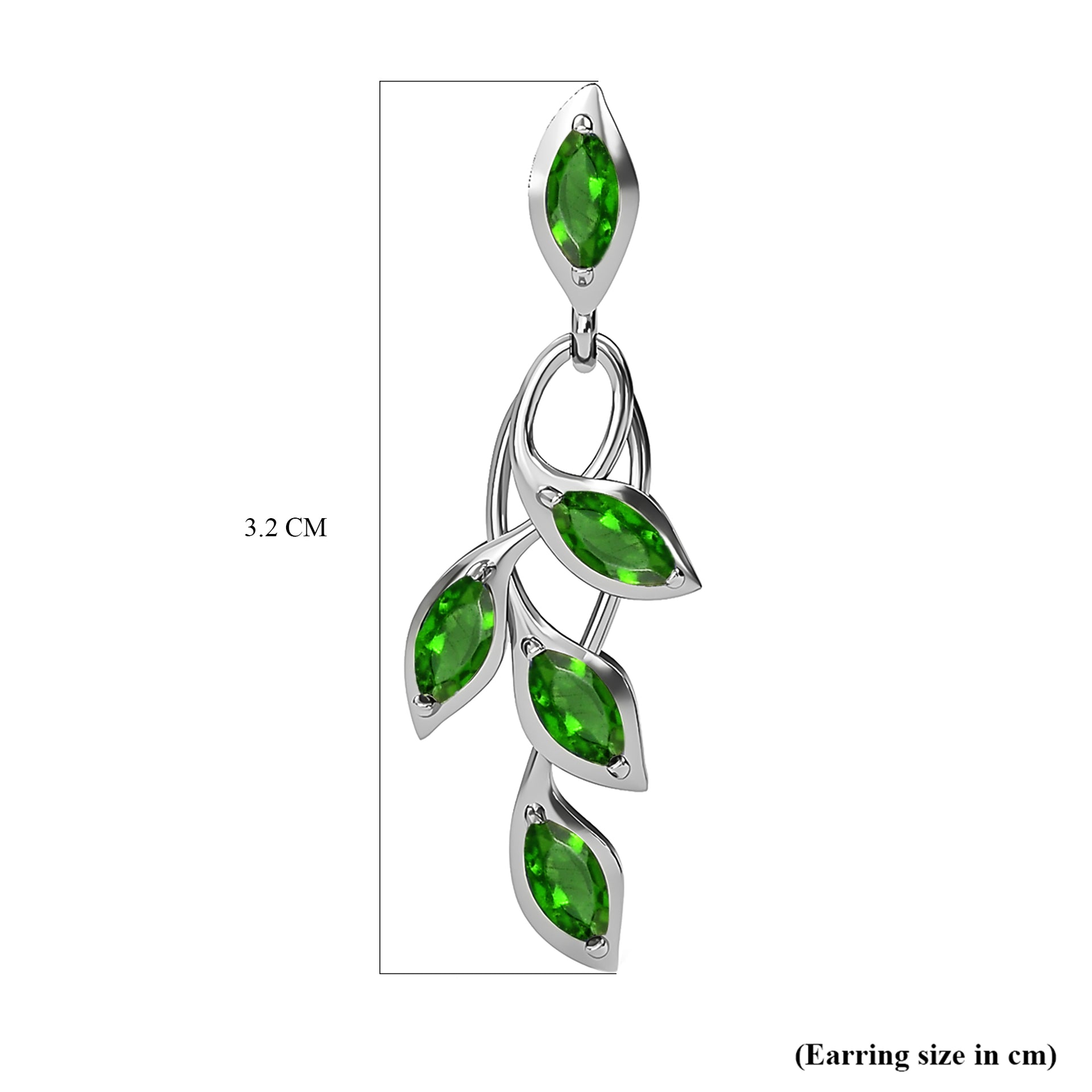 D'Joy - Chrome Diopside Dangling Earrings with Push Post in Platinum Overlay Sterling Silver 1.66 Ct. V32532073 7