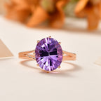 D'Joy Pink Amethyst Solitaire Ring in 18K Vermeil Rose Gold Plated Sterling Silver 3.27 Ct._7519993_1