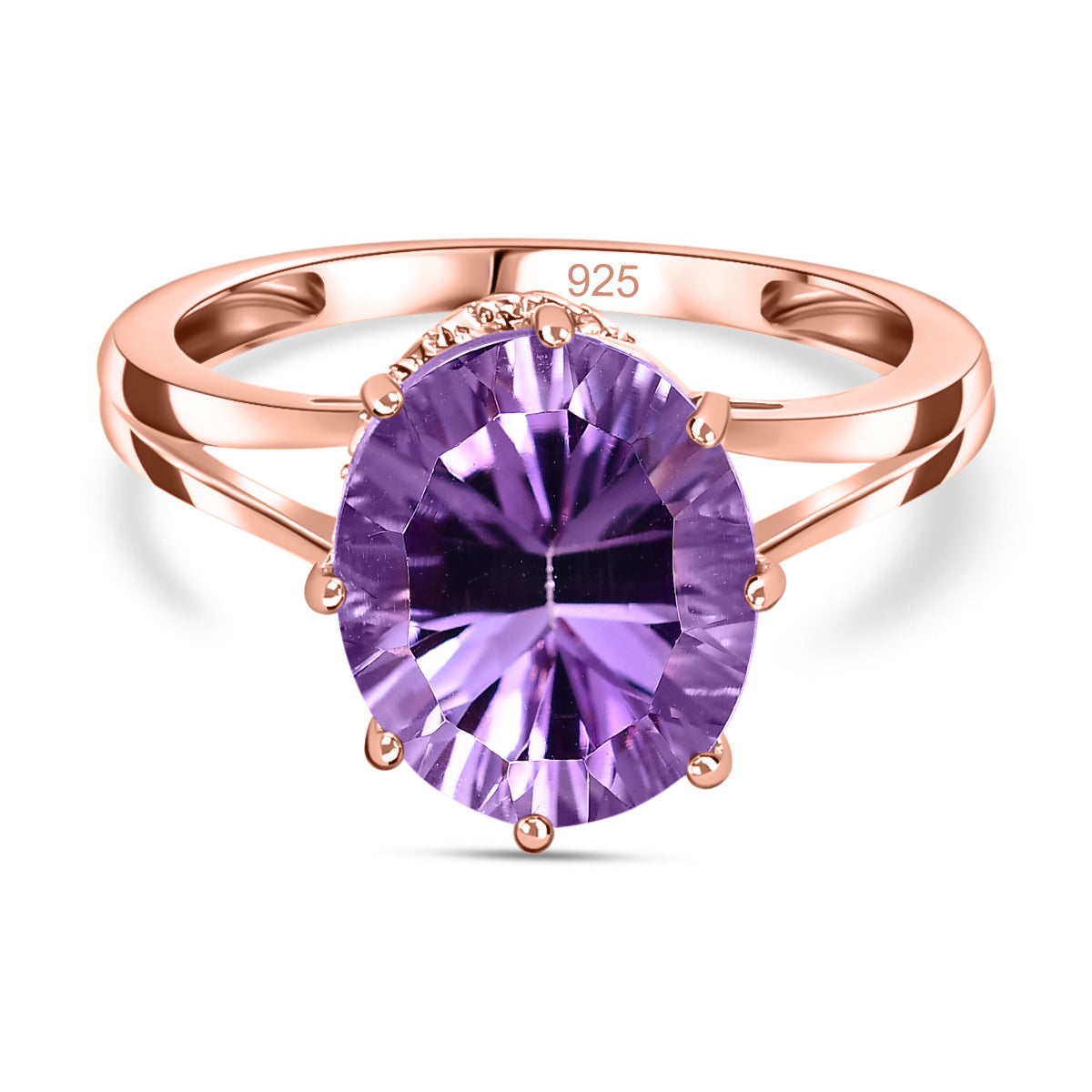 3 Ct. Pink Amethyst Solitaire Ring in 18K Vermeil Rose Gold Over Sterling Silver V32513810 0
