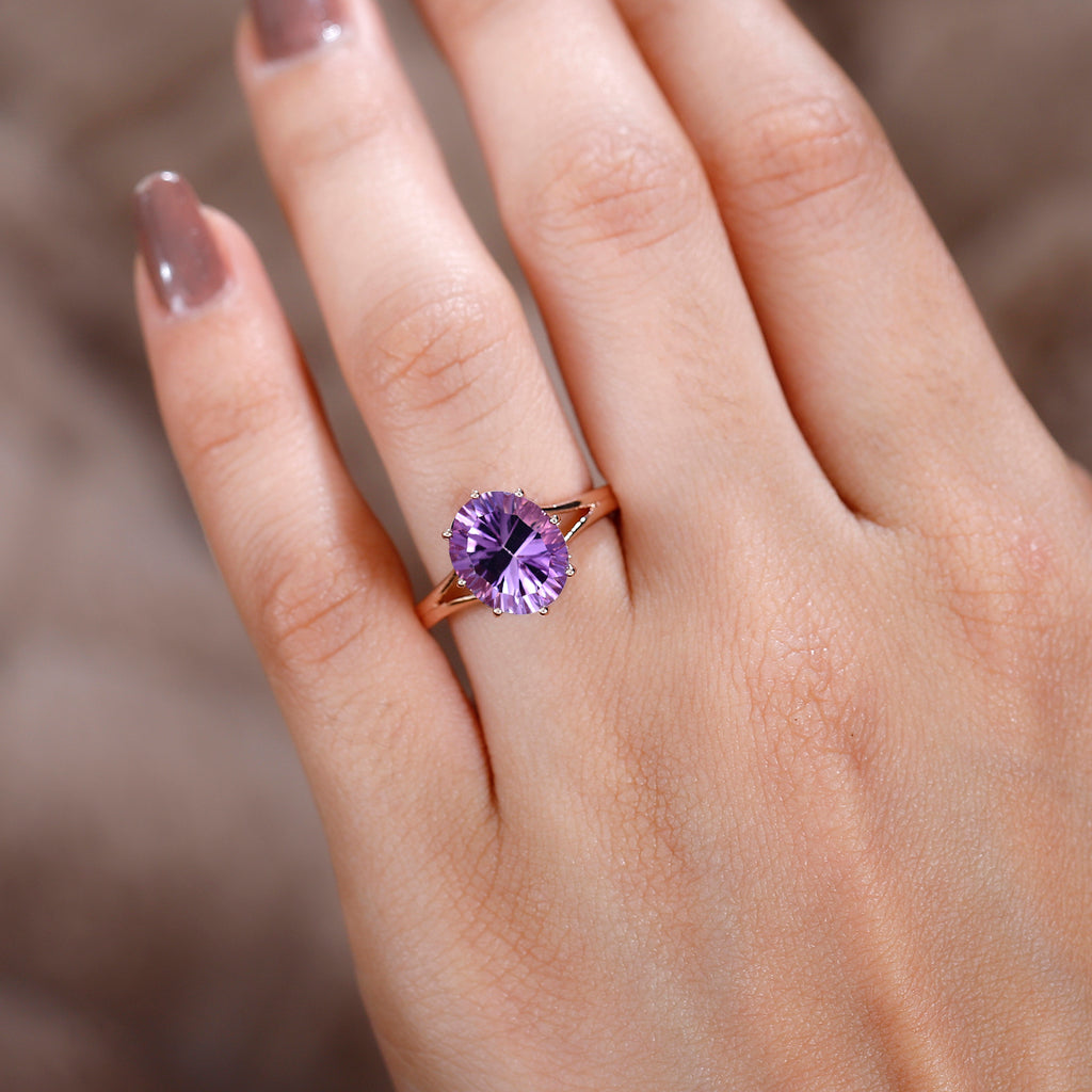 D'Joy Pink Amethyst Solitaire Ring in 18K Vermeil Rose Gold Plated Sterling Silver 3.27 Ct._7519996_2