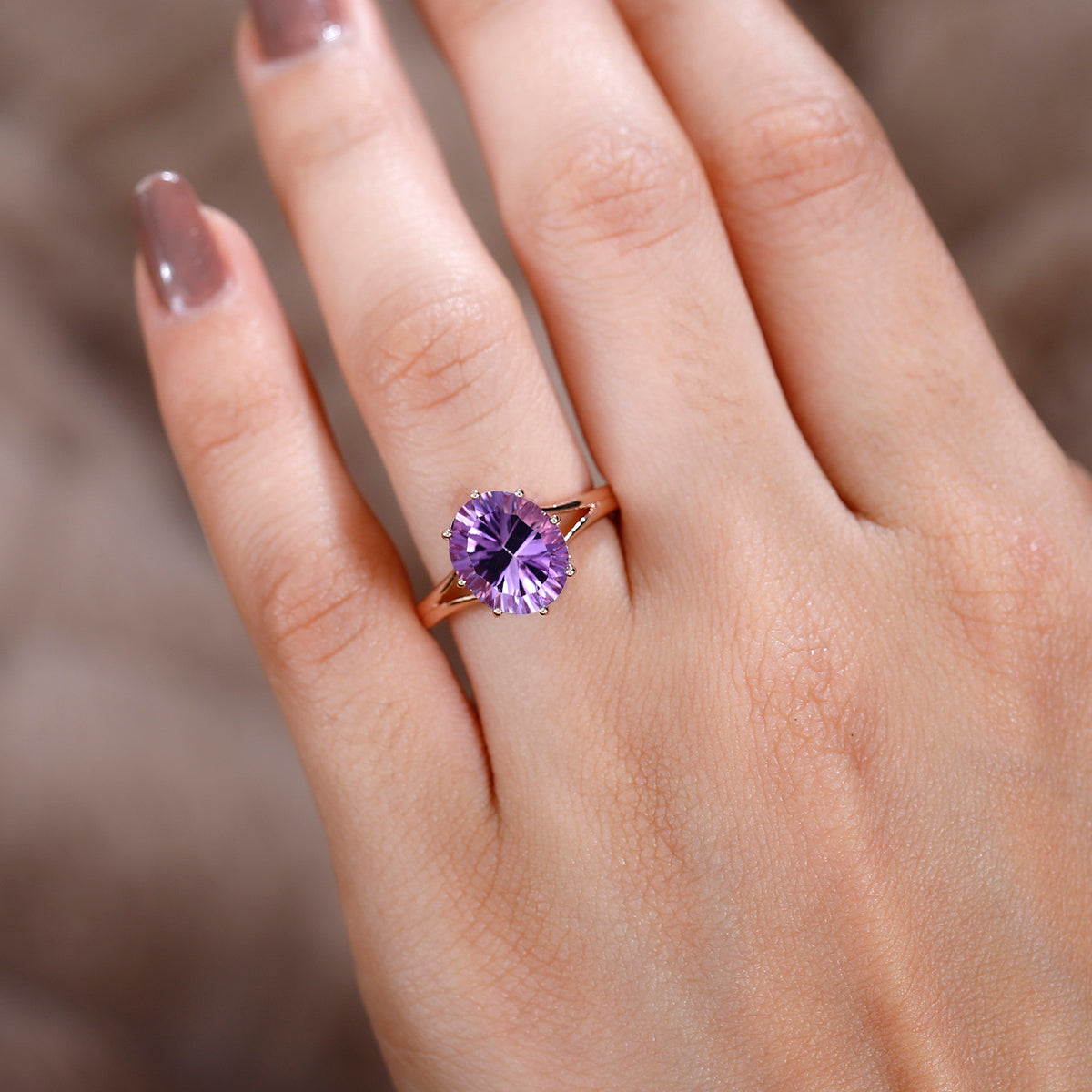 3 Ct. Pink Amethyst Solitaire Ring in 18K Vermeil Rose Gold Over Sterling Silver V32513810 3