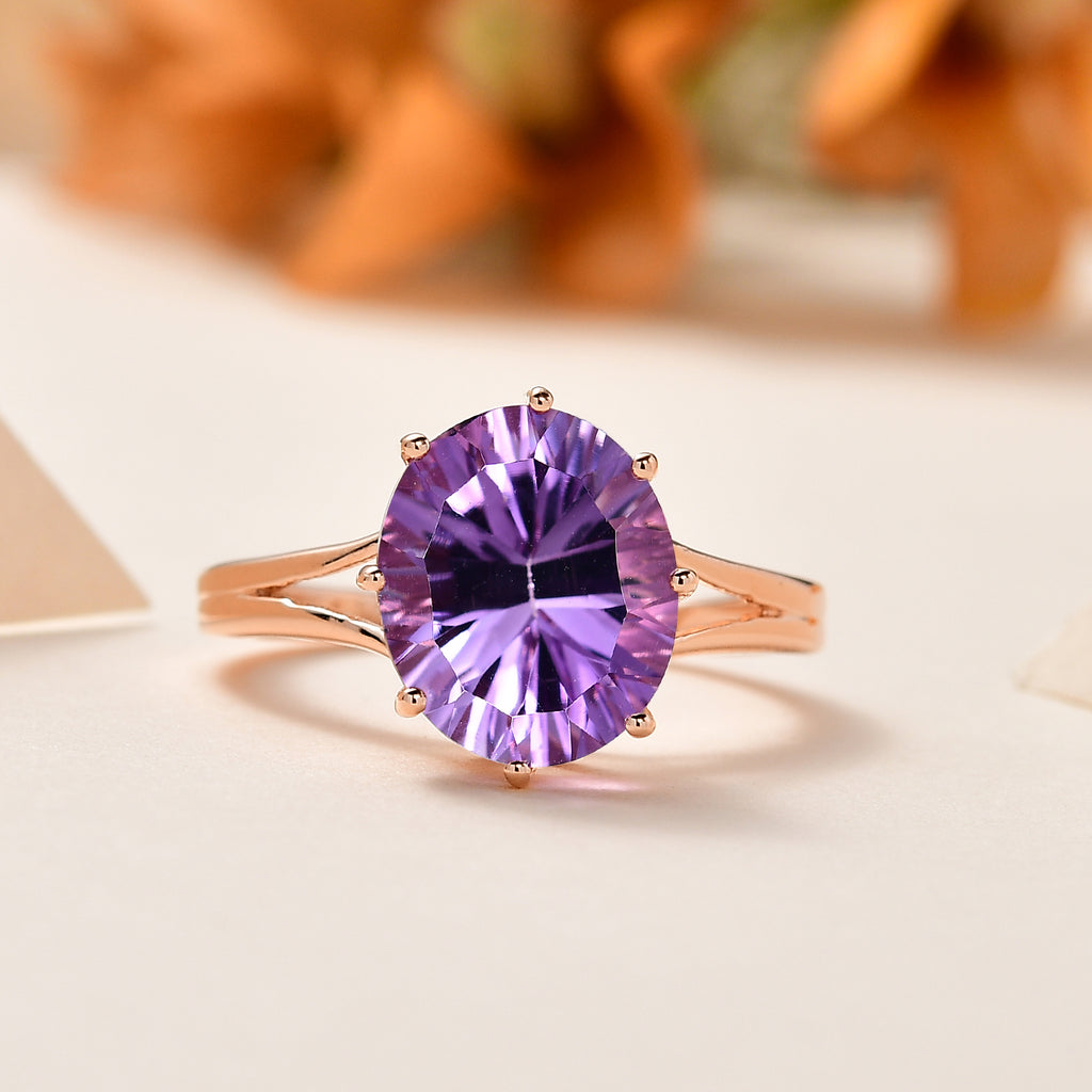 D'Joy Pink Amethyst Solitaire Ring in 18K Vermeil Rose Gold Plated Sterling Silver 3.27 Ct._7520000_1