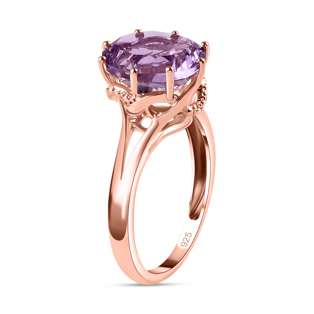 3 Ct. Pink Amethyst Solitaire Ring in 18K Vermeil Rose Gold Over Sterling Silver V32514318 4